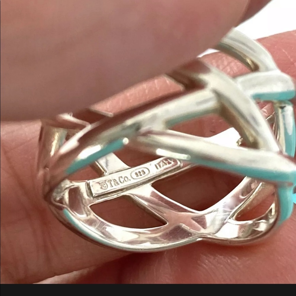 Tiffany & Co. Sz 5.5 Knot Weave Wide Band Ring Sterling Silver Gift